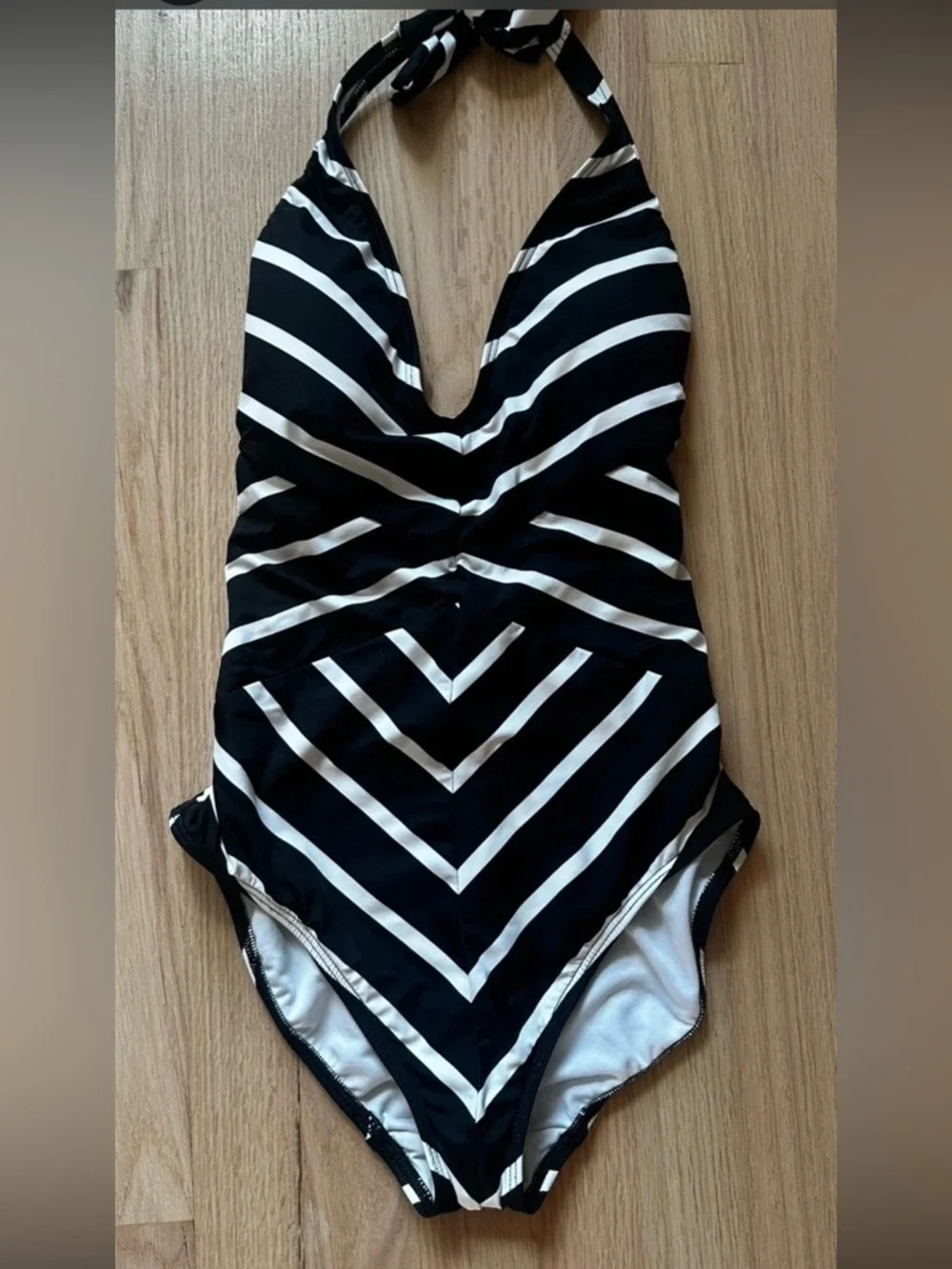 Lauren Ralph Lauren Deauville Striped Halter Swimsuit - Size 4 - Picture 2 of 7